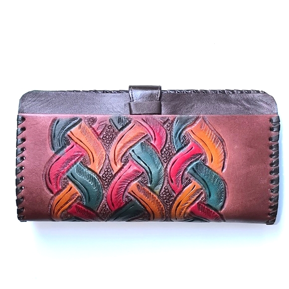 Embossed Leather Clutch Wallet - Picture 1 of 11